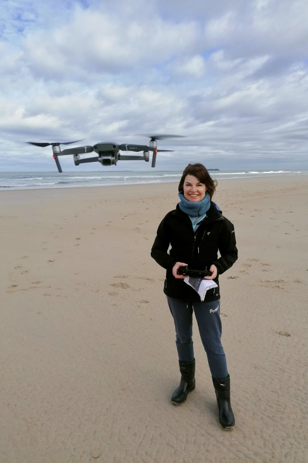 Claire Eason with drone